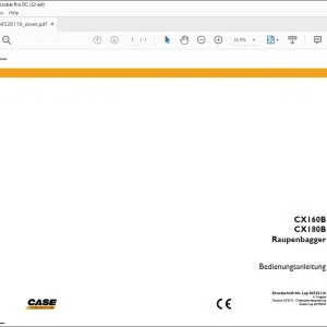 Case CX160B CX180B Raupenbagger Bedienungsanleitung 84326116 - PDF DOWNLOAD (German)