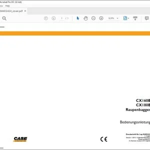 Case CX160B CX180B Raupenbagger Bedienungsanleitung 84402424 - PDF DOWNLOAD (German)