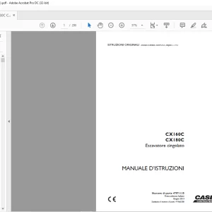 Case CX160C CX180C Escavatore cingolato MANUALE D’ISTRUZIONI 47571135 - PDF DOWNLOAD (Italian)
