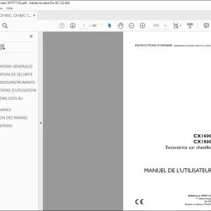 Case CX160C CX180C Excavatrice sur chenilles MANUEL DE L’UTILISATEUR 47571133 - PDF DOWNLOAD (French)