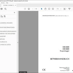 Case CX160C CX180C Raupenbagger BETRIEBSHANDBUCH 47571134 - PDF DOWNLOAD (German)