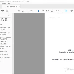 Case CX160C Excavatrice sur chenilles MANUEL DE L’OPÉRATEUR(47783454) - PDF DOWNLOAD (French)