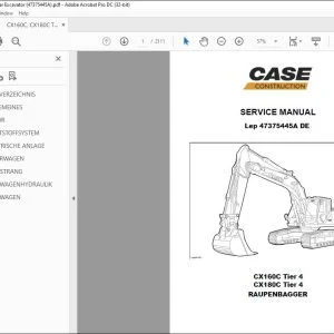Case CX160C Tier 4 CX180C Tier 4 RAUPENBAGGER SERVICE MANUAL 47375445A - PDF DOWNLOAD (German)