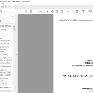 Case CX160D CX180D Excavatrice sur chenilles MANUEL DE L’UTILISATEUR 90335352 - PDF DOWNLOAD French