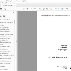 Case CX160D CX180D Raupenbagger BETRIEBSHANDBUCH 90335354 - PDF DOWNLOAD (German)