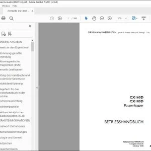 Case CX160D CX180D Raupenbagger BETRIEBSHANDBUCH 90435124 - PDF DOWNLOAD (German)