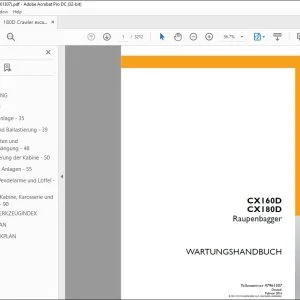 Case CX160D CX180D Raupenbagger WARTUNGSHANDBUCH 47961307 - PDF DOWNLOAD (German)