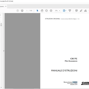 Case CX17C Mini Escavatore  MANUALE D’ISTRUZIONI 51680342 - PDF DOWNLOAD (Italian)