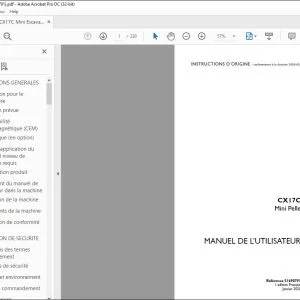 Case CX17C Mini Pelle MANUEL DE L’UTILISATEUR 51698791 - PDF DOWNLOAD (French)