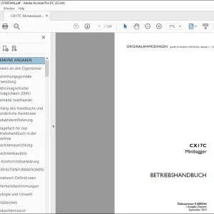 Case CX17C Minibagger BETRIEBSHANDBUCH 51680344 - PDF DOWNLOAD (German)