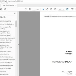Case CX17C Minibagger BETRIEBSHANDBUCH 51698724 - PDF DOWNLOAD (German)