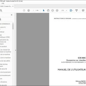 Case CX180C Excavatrice sur chenilles MANUEL DE L’UTILISATEUR 90447491 - PDF DOWNLOAD (French)