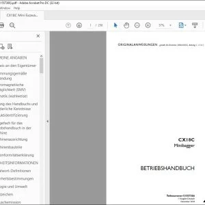 Case CX18C Minibagger BETRIEBSHANDBUCH 51557366 - PDF DOWNLOAD (German)
