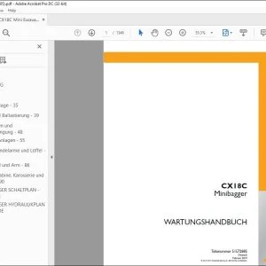 Case CX18C Minibagger WARTUNGSHANDBUCH 51572885 - PDF DOWNLOAD (German)