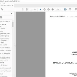 Case CX19C Mini Pelle MANUEL DE L’UTILISATEUR 90361793 - PDF DOWNLOAD (French)