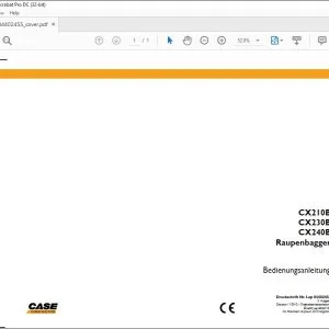 Case CX210B CX230B CX240B Raupenbagger Bedienungsanleitung 84402455 - PDF DOWNLOAD (German)