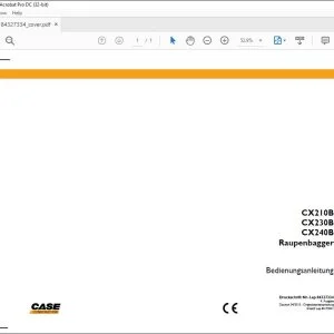 Case CX210B CX230B CX240B Raupenbagger Bedienungsanleitung 84327334 - PDF DOWNLOAD (German)