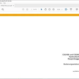 Case CX210B und CX240B Hydraulische Raupenbagger Bedienungsanleitung 87602744 - PDF DOWNLOAD (German)