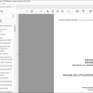 Case CX210C CX220C Excavatrice sur chenilles MANUEL DE L’UTILISATEUR 51576368 - PDF DOWNLOAD (French)