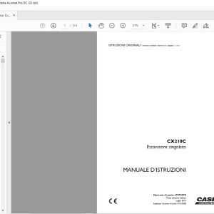 Case CX210C Escavatore cingolato MANUALE D’ISTRUZIONI 47578575 - PDF DOWNLOAD (Italian)
