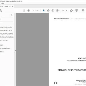 Case CX210C Excavatrice sur chenilles MANUEL DE L’UTILISATEUR 47578572 - PDF DOWNLOAD (French)