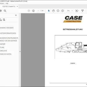 Case CX210C Raupenbagger BETRIEBSANLEITUNG 84551211 - PDF DOWNLOAD (German)