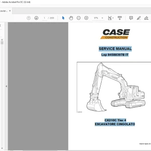 Case CX210C Tier 4 ESCAVATORE CINGOLATO SERVICE MANUAL 84588397B IT - PDF DOWNLOAD (Italian)