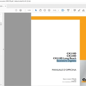 Case CX210D CX230D CX210D Long Reach Escavatore cingolato MANUALE D’OFFICINA 47961276 - PDF DOWNLOAD (Italian)