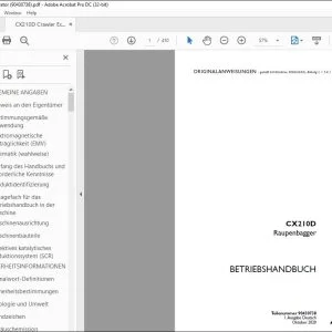 Case CX210D Raupenbagger BETRIEBSHANDBUCH 90430738 - PDF DOWNLOAD (German)