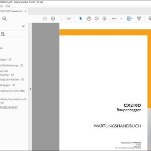 Case CX210D Raupenbagger WARTUNGSHANDBUCH 47996235 - PDF DOWNLOAD (German)