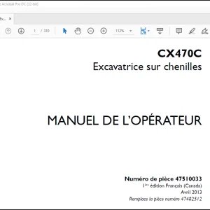 Case CX210c Excavatrice sur chenilles MANUEL DE L’OPÉRATEUR(47510033) - PDF DOWNLOAD (French)
