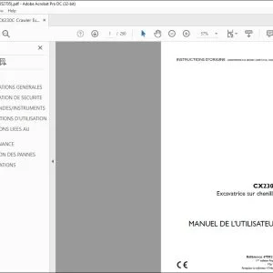 Case CX230C Excavatrice sur chenilles MANUEL DE L’UTILISATEUR 47552705 - PDF DOWNLOAD (French)