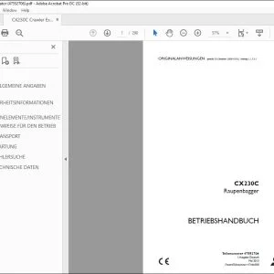Case CX230C Raupenbagger BETRIEBSHANDBUCH 47552706 - PDF DOWNLOAD (German)