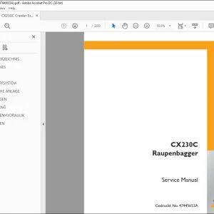 Case CX230C Raupenbagger Service Manual 47445653A - PDF DOWNLOAD (German)