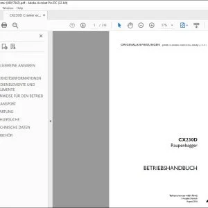 Case CX230D Raupenbagger BETRIEBSHANDBUCH 48017842 - PDF DOWNLOAD (German)