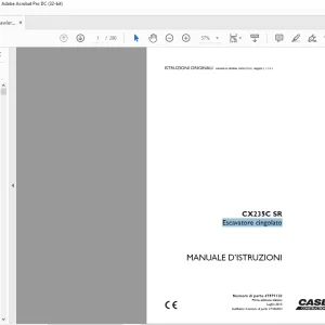 Case CX235C SR Escavatore cingolato MANUALE D’ISTRUZIONI 47579130 - PDF DOWNLOAD (Italian)