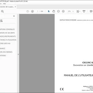Case CX235C SR Excavatrice sur chenilles MANUEL DE L’UTILISATEUR 47579128 - PDF DOWNLOAD (French)