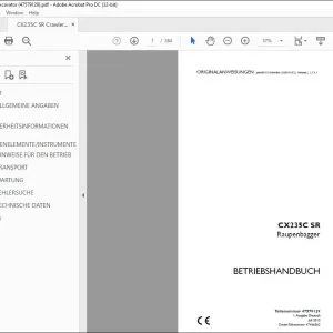 Case CX235C SR Raupenbagger BETRIEBSHANDBUCH 47579129 - PDF DOWNLOAD (German)