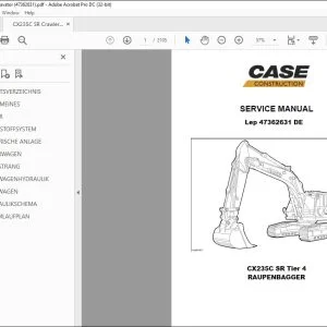 Case CX235C SR Tier 4 RAUPENBAGGER SERVICE MANUAL 47362631 - PDF DOWNLOAD (German)