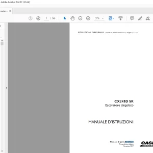 Case CX245D SR Escavatore cingolato MANUALE D’ISTRUZIONI 51417210 - PDF DOWNLOAD (Italian)
