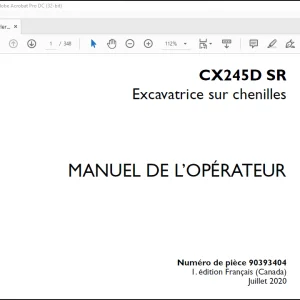 Case CX245D SR Excavatrice sur chenilles MANUEL DE L’OPÉRATEUR(90393404) - PDF DOWNLOAD (French)