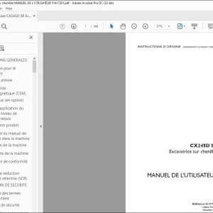 Case CX245D SR Excavatrice sur chenilles MANUEL DE L’UTILISATEUR 51417201 - PDF DOWNLOAD (French)