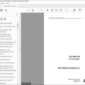 Case CX245D SR Raupenbagger BETRIEBSHANDBUCH 51417208 - PDF DOWNLOAD (German)