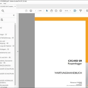 Case CX245D SR Raupenbagger WARTUNGSHANDBUCH 51429492 - PDF DOWNLOAD (German)