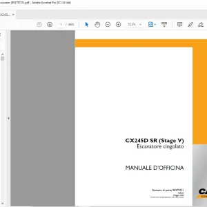 Case CX245D SR (Stage V) Escavatore cingolato MANUALE D’OFFICINA 90379721 - PDF DOWNLOAD (Italian)