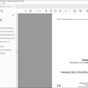 Case CX250C Excavatrice sur chenilles MANUEL DE L’UTILISATEUR 47571150 - PDF DOWNLOAD (French)