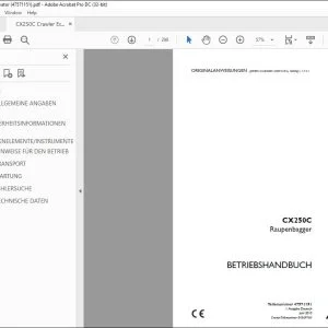 Case CX250C Raupenbagger BETRIEBSHANDBUCH 47571151 - PDF DOWNLOAD (German)