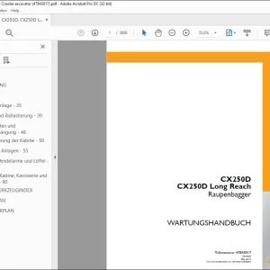 Case CX250D CX250D Long Reach Raupenbagger WARTUNGSHANDBUCH 47843017 - PDF DOWNLOAD (German)