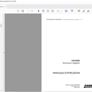 Case CX250D Escavatore cingolato MANUALE D’ISTRUZIONI 48073527 - PDF DOWNLOAD (Italian)