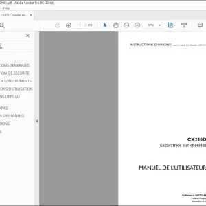 Case CX250D Excavatrice sur chenilles MANUEL DE L’UTILISATEUR 48073548 - PDF DOWNLOAD (French)